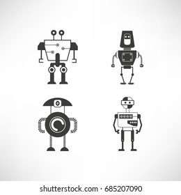 robot character icons set