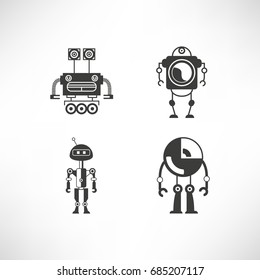 robot character icons set