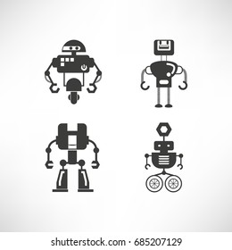 robot character icons set