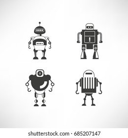robot character icons set