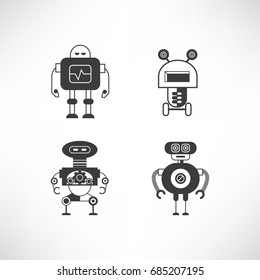 robot character icons set