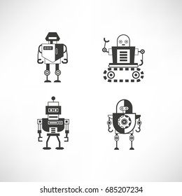 robot character icons set
