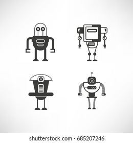 robot character icons set
