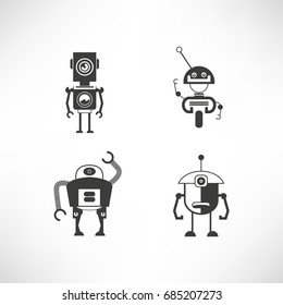 robot character icons set