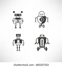 robot character icons set