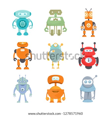 robot character icons set