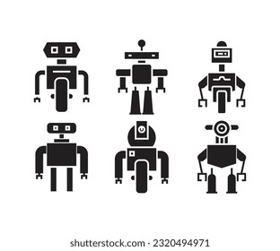 robot character icons set vector illustration