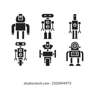 robot character icons set vector illustration