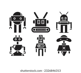iconos de caracteres robots conjunto ilustración vectorial