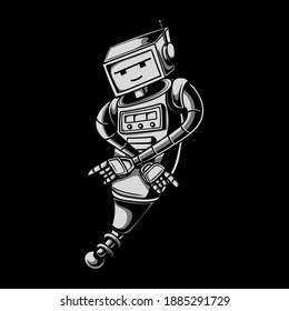 Robot-Zeichengrafik-Design im Retro-Stil