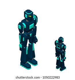 Robot character. Isolated on white background. 3d Vector illustration. Isometric projection.