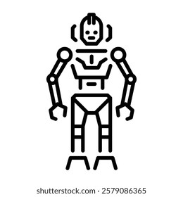 Robot character linear style icon