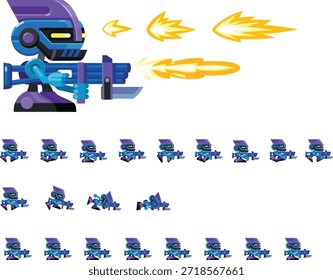Un personaje robot con una ametralladora, en varias poses. Robot de tiro, listo para la animación.
El sprite para su uso en juegos de consola, juegos de estrategia, plataformas y juegos de arcade