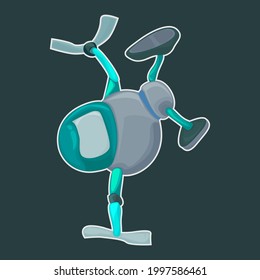robot character mascot doing break dance suitable for kids and man design t-shirt screen printing