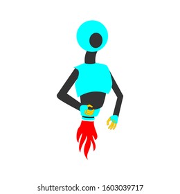 robot character . Minimalist flat style. editable vector for children book, banner, social media post, brochure, poster