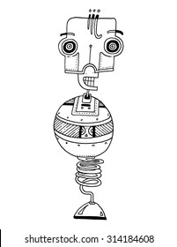 robot character on a spring sphere body