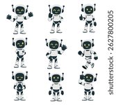 Robot Character Pose Design Set character 