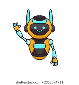 Robot character say Hi Hello vector illustration. Cute robot cartoon illustration