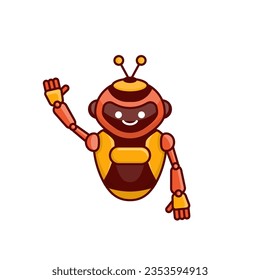 El personaje robot dice Ilustración vectorial Hi Hello. Dibujo de dibujos animados de robots pequeños