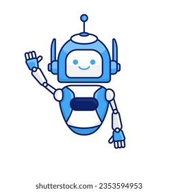 Robot character say Hi Hello vector illustration. Cute robot cartoon illustration