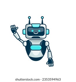 Robot character say Hi Hello vector illustration. Cute robot cartoon illustration