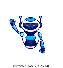 Robot character say Hi Hello vector illustration. Cute robot cartoon illustration