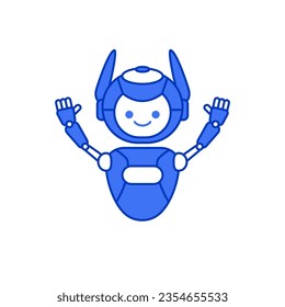 Robot character say Hi Hello vector illustration. Cute robot cartoon illustration