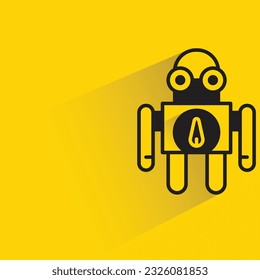 robot character with shadow on yellow background