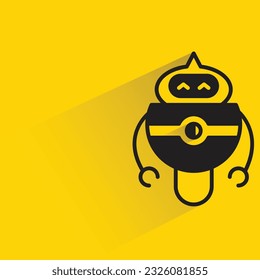 robot character with shadow on yellow background