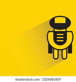 robot character with shadow on yellow background