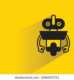 robot character with shadow on yellow background