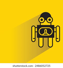 robot character with shadow on yellow background