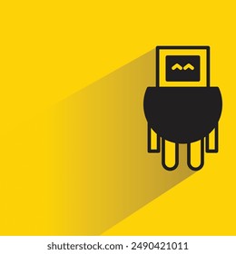 robot character with shadow on yellow background