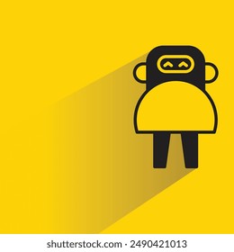 robot character with shadow on yellow background