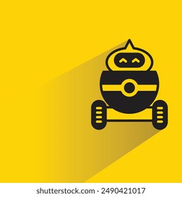 robot character with shadow on yellow background