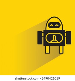 personaje robot con sombra sobre fondo amarillo