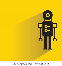 robot character with shadow on yellow background