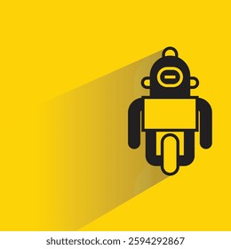 robot character with shadow on yellow background