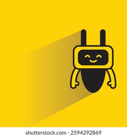 robot character with shadow on yellow background