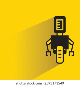 robot character with shadow on yellow background