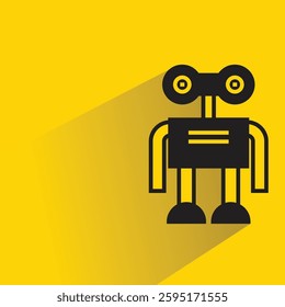 robot character with shadow on yellow background