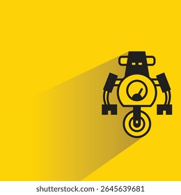 robot character with shadow on yellow background