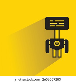 robot character with shadow on yellow background