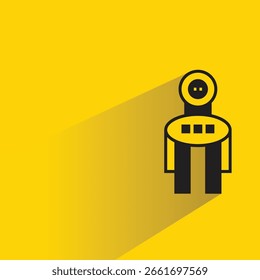 personagem robô com sombra sobre fundo amarelo