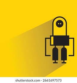 Personaje robot con sombra sobre fondo amarillo