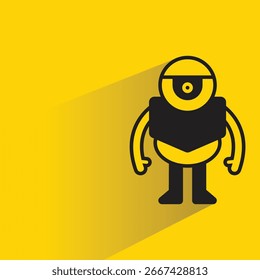 robot character with shadow on yellow background