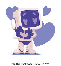 Robot Character Show Love Gesture as Smart Android Assistant Machine Vector Illustration