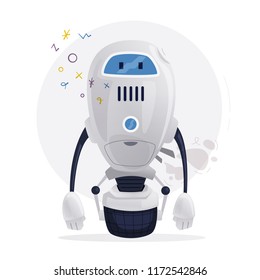 Robot character. Technology, future. Cartoon vector illustration. Friendly android assistant