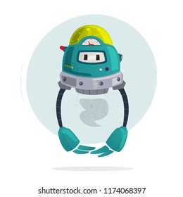 Robot character. Technology, future. Cartoon vector illustration. Friendly android assistant