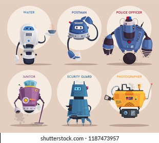 Robot character. Technology, future. Cartoon vector illustration. Friendly android assistant